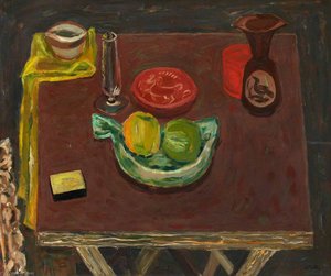 Still Life Objects On A Card Table — Sir William George Gillies