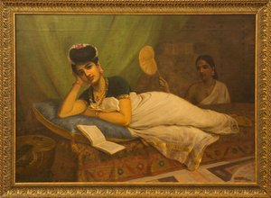 Reclining Nair Lady — Raja Ravi Varma