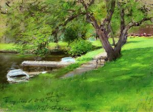 Sponda Di Un Lago A Central Park — William Merritt Chase
