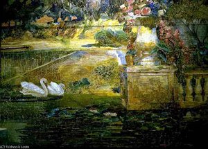 Mosaic Fountain. Detail Of Swans — Louis Comfort Tiffany