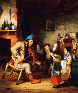Fiddler And Boy Doing Jig — Cornelius David Krieghoff