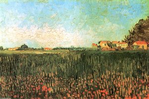 Farmhouses In A Wheat Field Near Arles — Vincent Willem Van Gogh