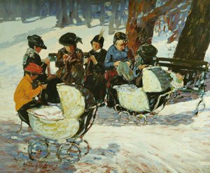 Knitting For The Soldiers High Bridge Park — George Luks