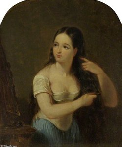 Girl Combing Her Hair — James William Giles