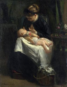 A Young Woman Nursing A Baby — Jacob Henricus Maris