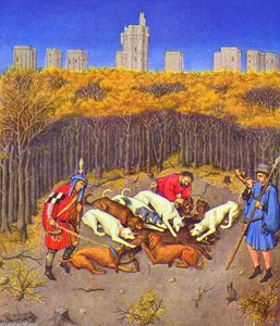 Fascimile Of December: Hunting Wild Boar — Limbourg Brothers