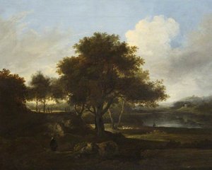Country Landscape With Fisherman Beside A Lake — Benjamin Barker Ii