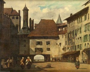 La Place Du Molard, Geneva — Richard Parkes Bonington