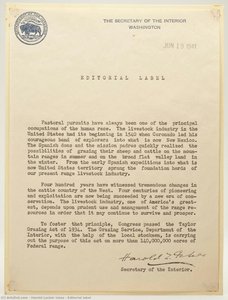 Editorial Label — Harold Leclair Ickes