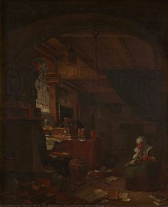 The Alchemist In His Study With A Woman Making Lace — Thomas Wyck