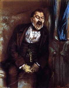 Man Yawning In A Train Compartment — Adolph Von Menzel