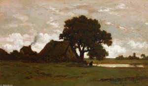 Cottages Near A Pond — Théodore Rousseau (pierre Etienne Théodore Rousseau)