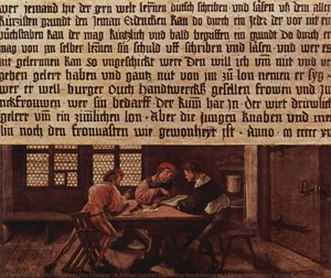 A School Teacher Explaining The Meaning Of A Letter To Illiterate Workers — Hans Holbein The Younger