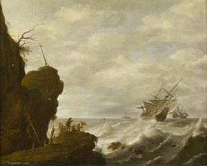 A Dutch Ship In A Breeze Off A Rocky Coast — Pieter The Elder Mulier
