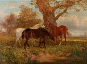 Study Of Three Horses In A Landscape — James Walsham Baldock