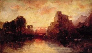 Evening Landscape With A Castle Overlooking A Lake — James Francis Danby
