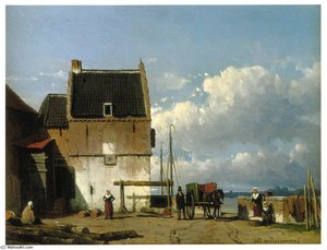 View Of The Old Harbour And Bottelpoort In Nijmegen — Johan Hendrik Weissenbruch