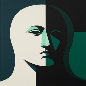 Geometric Contemplation: A Study In Teal Planes And Muted Profile Symmetry — Laurent Fabre