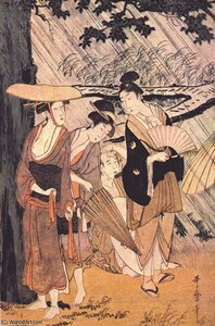 Shower (center Panel) — Kitagawa Utamaro