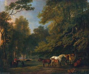 Broodmares And Colts In A Landscape — George Barret The Elder