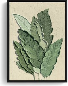 Hand-painted Tropical Leaf Canvas Art – Textured European Style