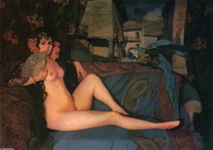 Reclining Maja With Blue And Gold — Ignacio Zuloaga Y Zabala