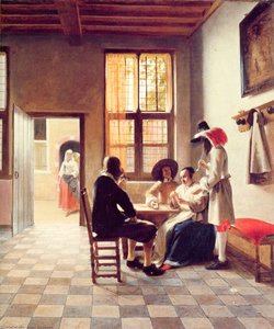 Joueurs De Cartes Dans Une Pièce Ensoleillée — Pieter De Hooch