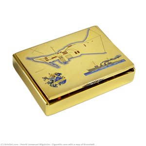 Cigarette Case With A Map Of Kronstadt — Henrik Immanuel Wigström