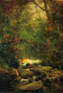 Stream In Forest Winter — Thomas Hill