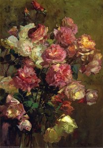 A Glass Vase Full Of Roses — Franz Bischoff