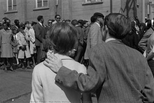 Man Holds Woman As Crowd Gathers Near Church During Mlk Morning March — Charles Martin Hardie