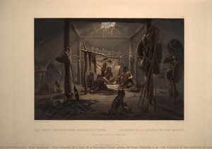 The Interior Of A Hut Of A Mandan Chief, Plate 19 From Volume 2 Of 'travels In The Interior Of North America' — Karl Bodmer
