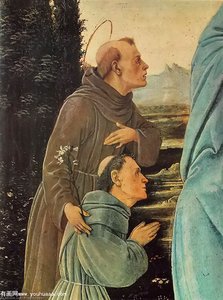 Madone À L'enfant, Saint Antoine De Padoue Et Un Frère (détail) — Filippino Lippi