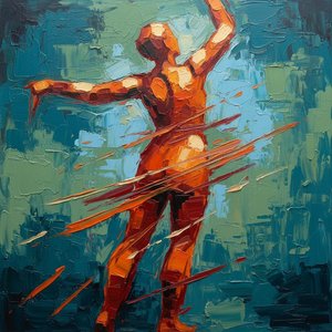 Ephemeral Fracture: The Kinetic Unfolding of Searing Orange within Deep Cyan Shadows