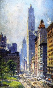 Lower Broadway In Wartime — Colin Campbell Cooper