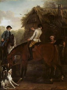 Viscount Weymouth's Hunt Two Hunt Servants On Hunters Beside A Cottage — John Wootton