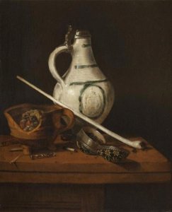 Still Life With White Crock, Brazier And Smoking Paraphernalia — Pieter Janssens Elinga