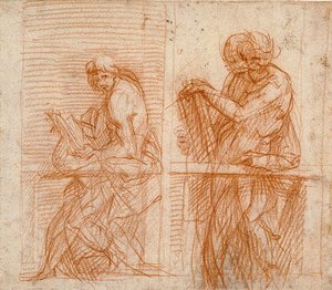 Figures Behind A Balustrade (study) — Andrea Del Sarto