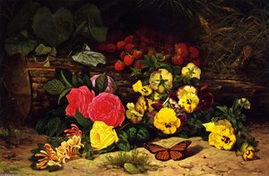Monarch With Pansies And Fruits — William Mason Brown