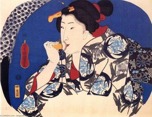 A Beauty With A Face Brush — Utagawa Kuniyoshi