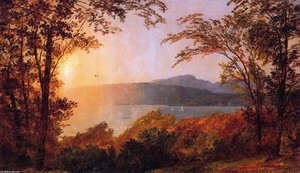 Sunset, Hudson River (also Known As Near Hastings-on-hudson) — Jasper Francis Cropsey