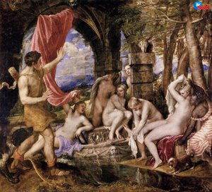 Diana I Akteon — Tiziano