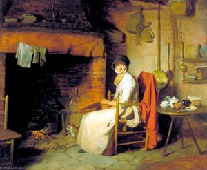 A Cottage Interior An Old Woman Preparing Tea — William Redmore Bigg
