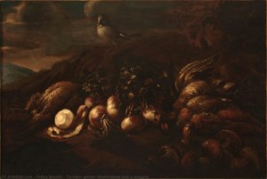 Turnips, Game, Mushrooms And A Magpie — Felice Boselli