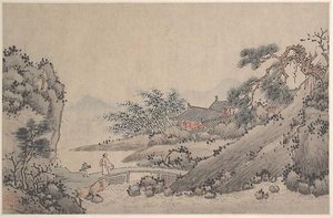 Landscape With Man Crossing Bridge — Shen Zhou