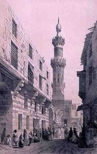Street Scene With A Procession In Progress — Karl Bodmer