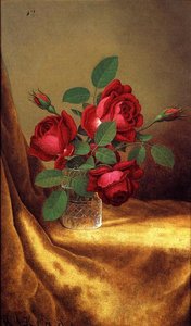 Red Roses In A Crystal Goblet — Martin Johnson Heade