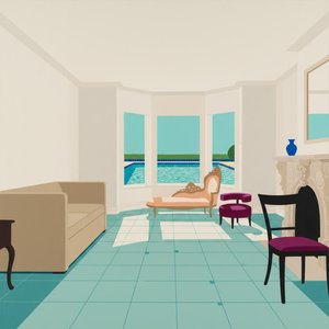 Serene Geometrische Einsamkeit Inmitten Sonnenbeschienener Aquamarinblauer Schatten Und Architektonischer Stille