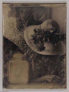 Untitled (two Young Women With Flowers And Straw Hats) — Joseph Cornell