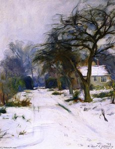 The First Of February, The Driveway At Littleworth Corner In The Snow — Philip Alexius De László
